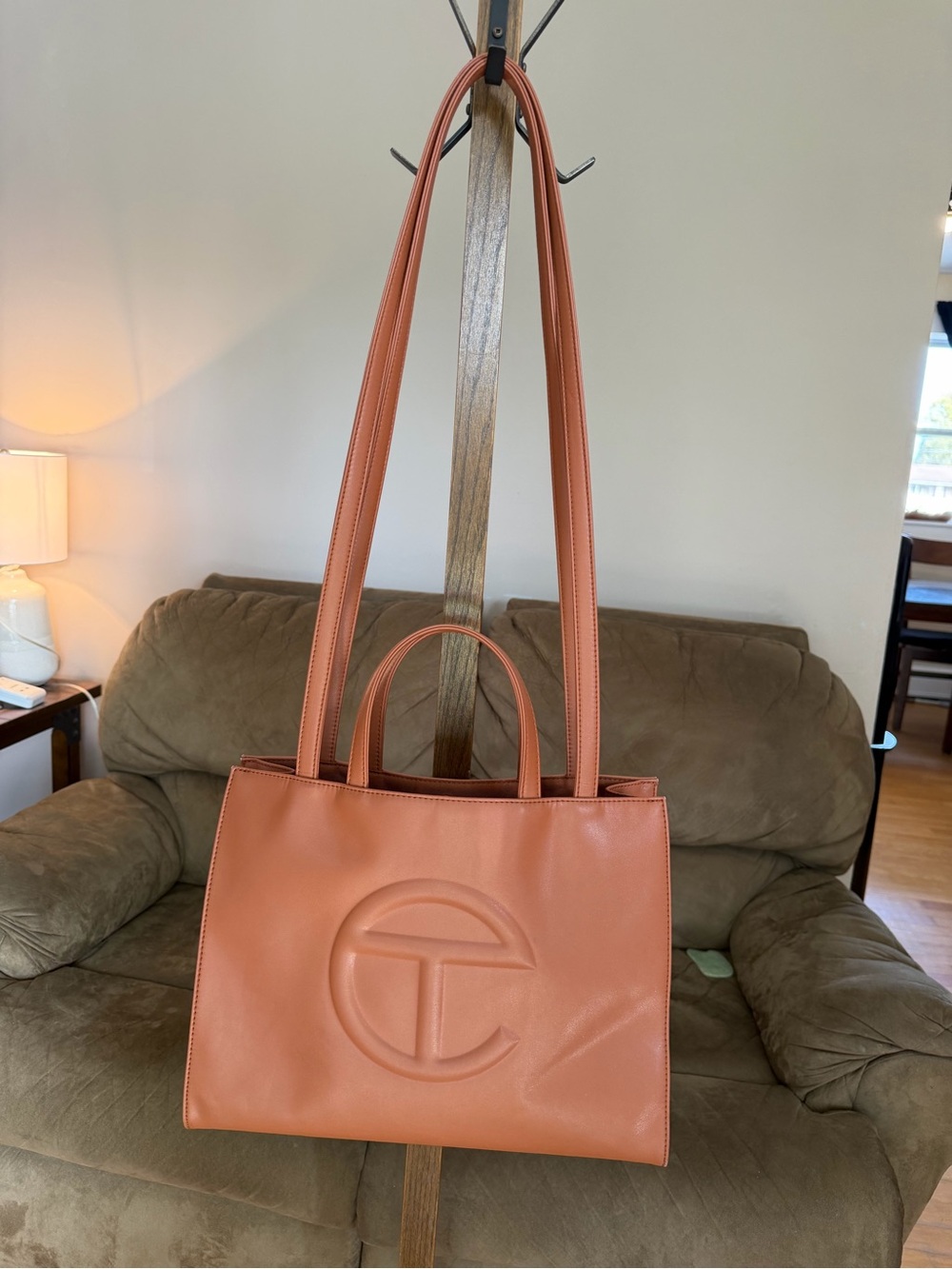 Telfar Leather Tote in Warm Tan